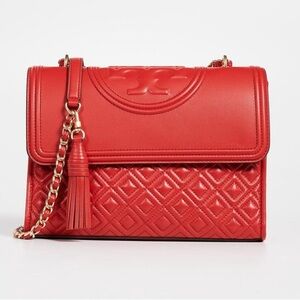 Tory Burch Fleming Quilted Convertible Crossbody Red